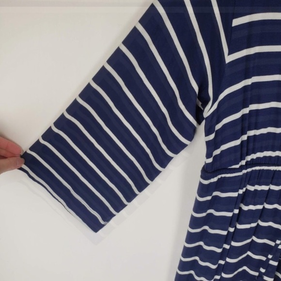 SOMA Soft Jersey Drawstring Fundamental Stripe Dress - Picture 7 of 13